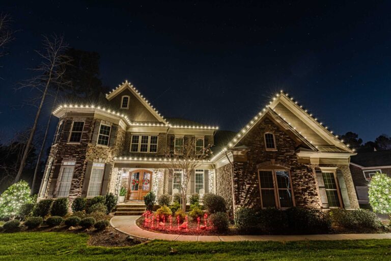 Commercial Christmas lights at a business property