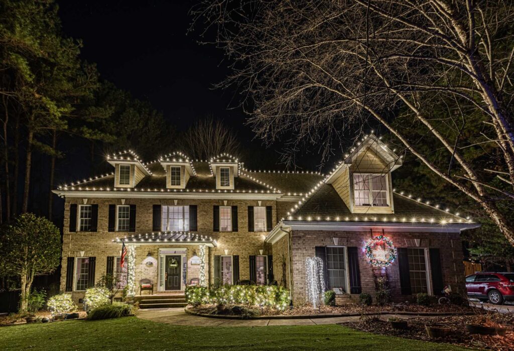 Custom Christmas lights on a Cumming area home
