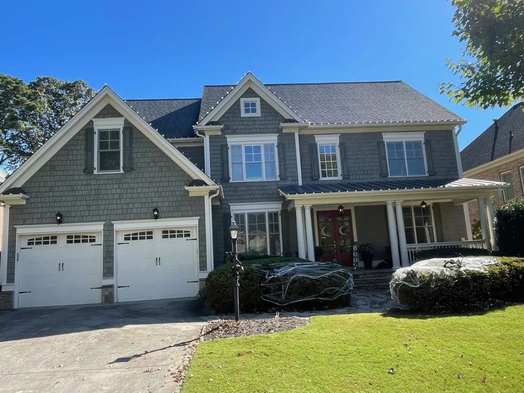 Residential home in Cumming, Georgia prepared for a custom Christmas light design and professional holiday lighting installation.